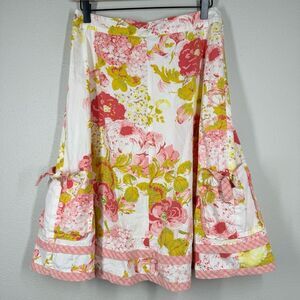 Vintage CAbi Skirt Patio Party Pink Floral Retro Cottagecore Style 951 Size 6